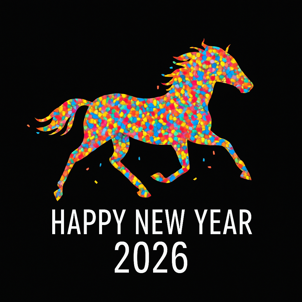 Colorful Running Horse Happy New Year 2026