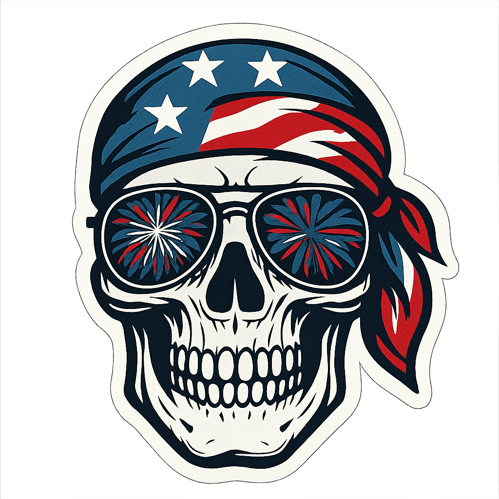 Patriotic Skull with Fireworks Shades