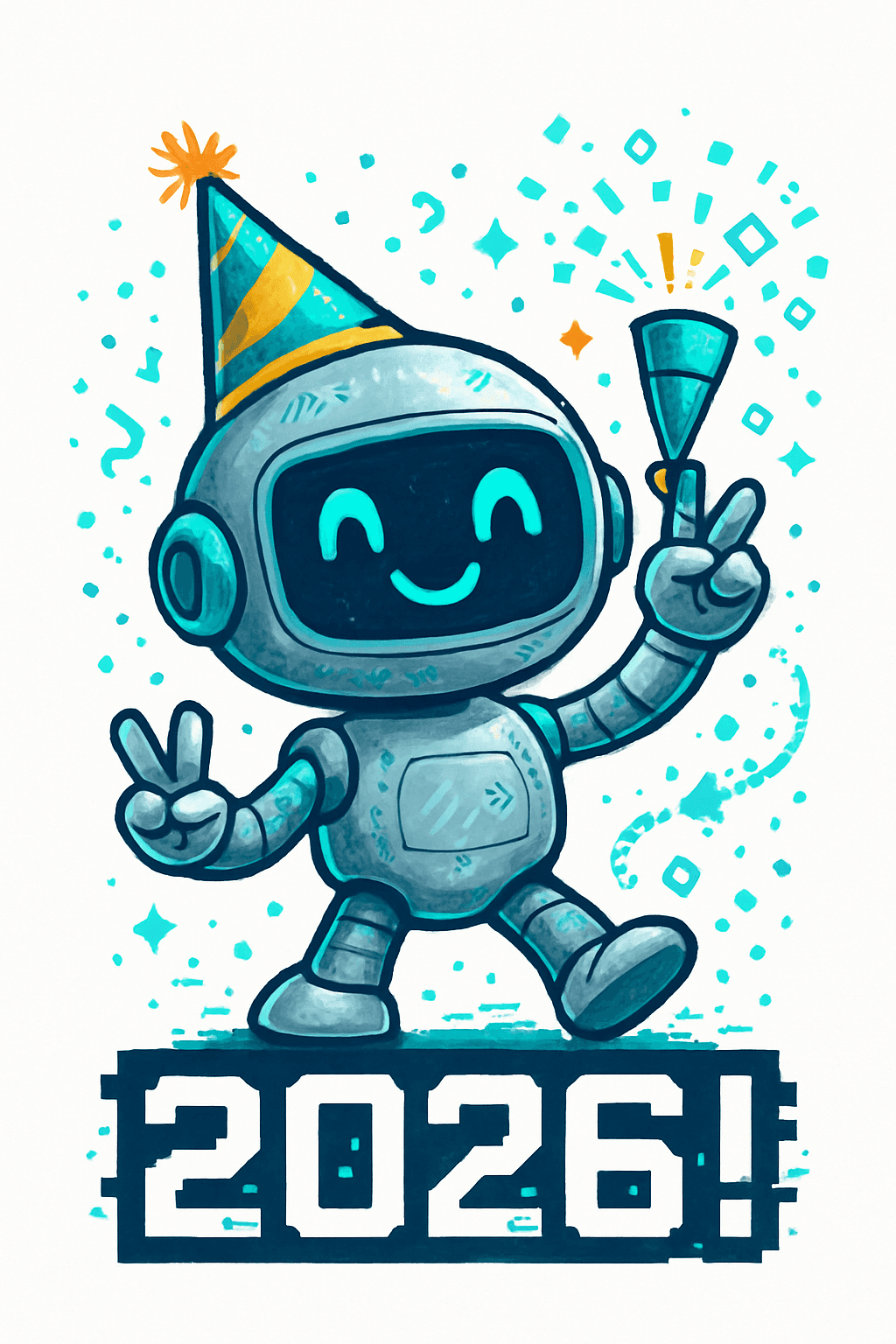Happy Robot New Year 2026 Celebration