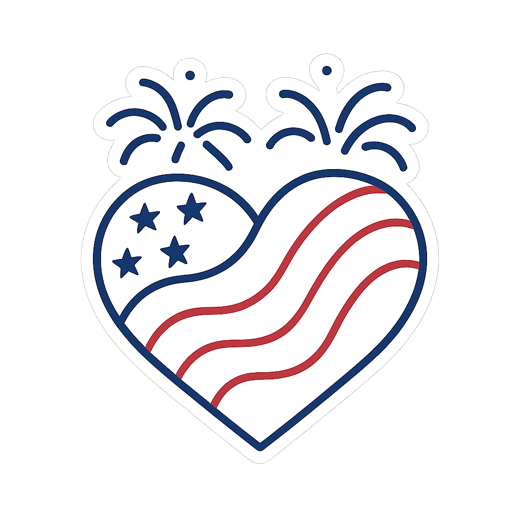 Patriotic Heart with Fireworks