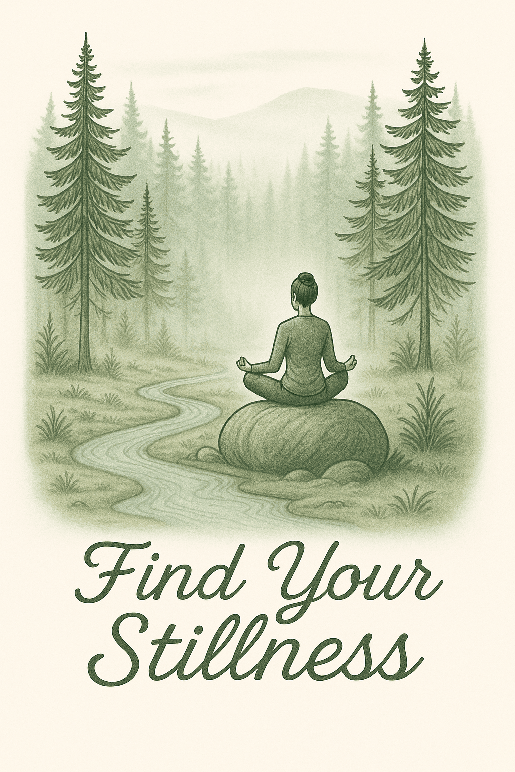 Peaceful Meditation by a Forest Stream