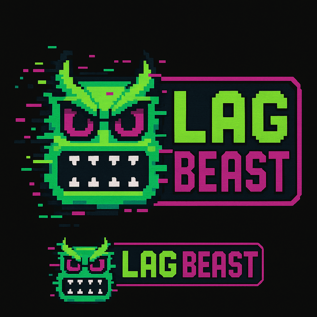 Glitch Pixel Monster Gaming Logo