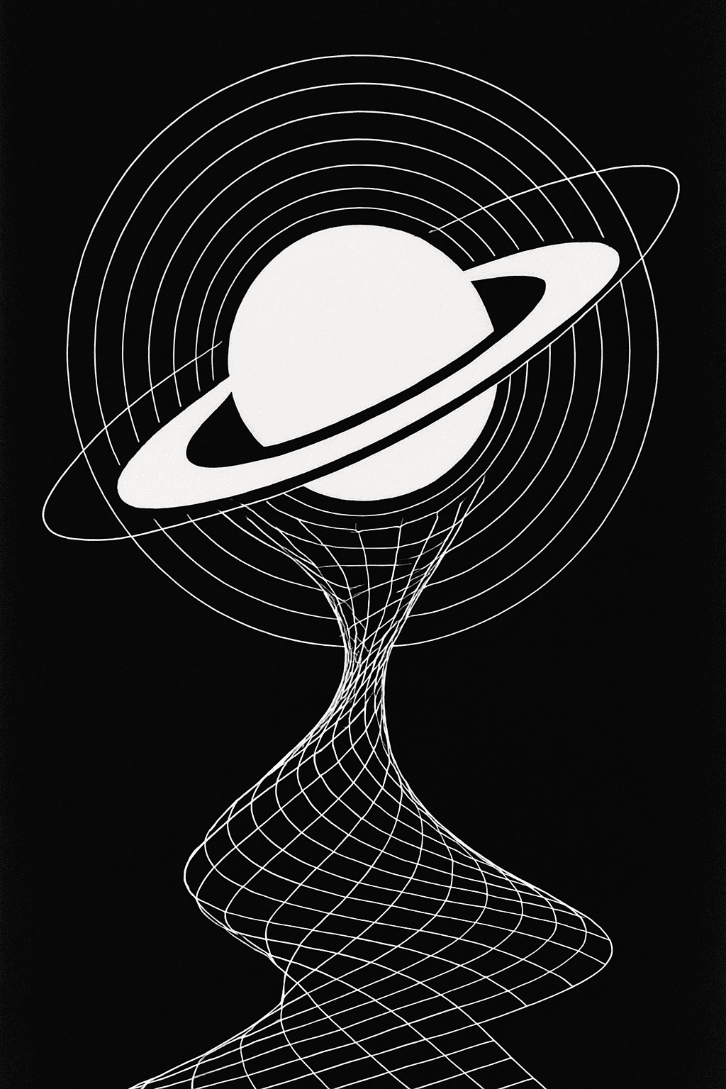 Cosmic Warp: Saturn in Space-Time Grid