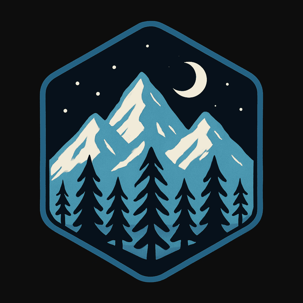 Mountain Nightscape with Crescent Moon