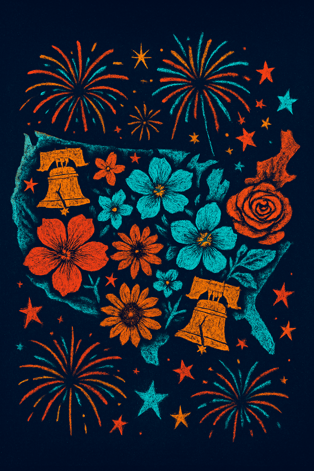 Festive Floral Fireworks Celebration