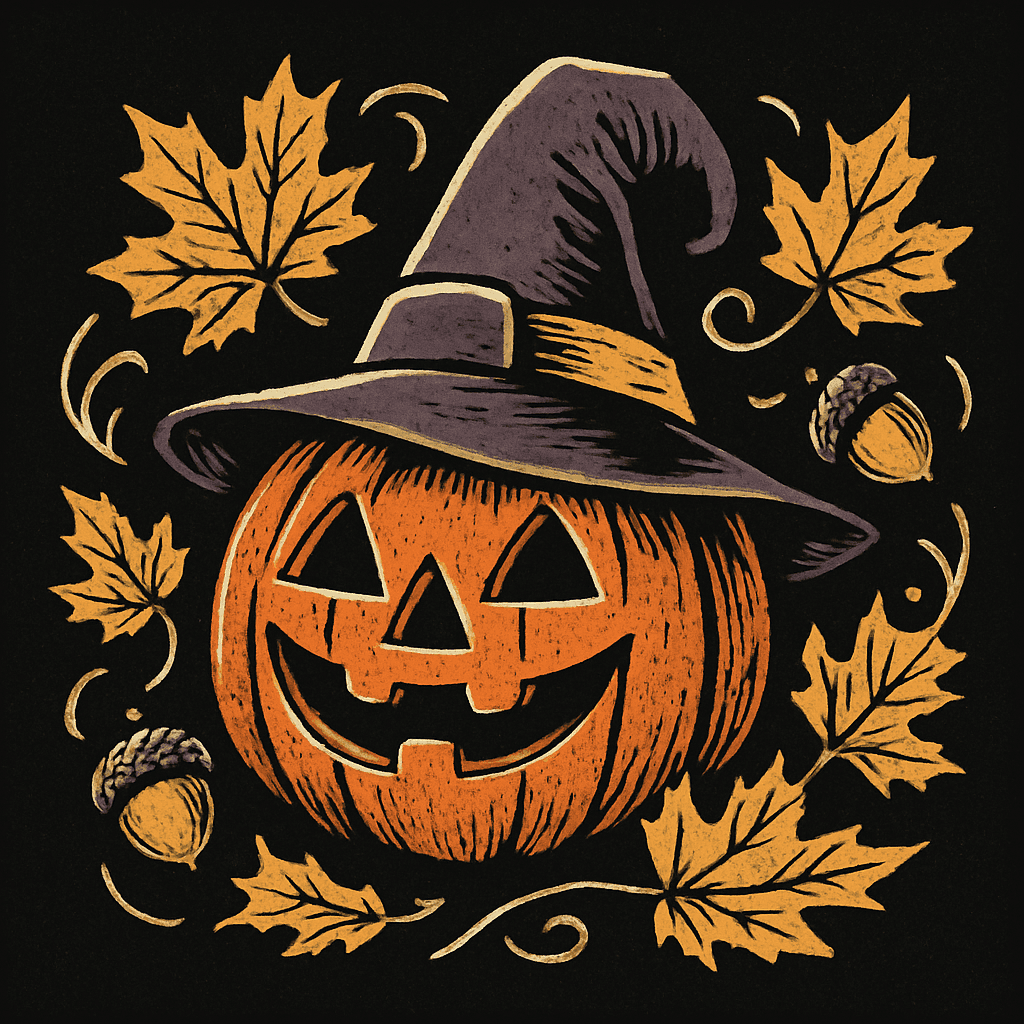 Jack-o'-Lantern Witch Hat Fall Vibes