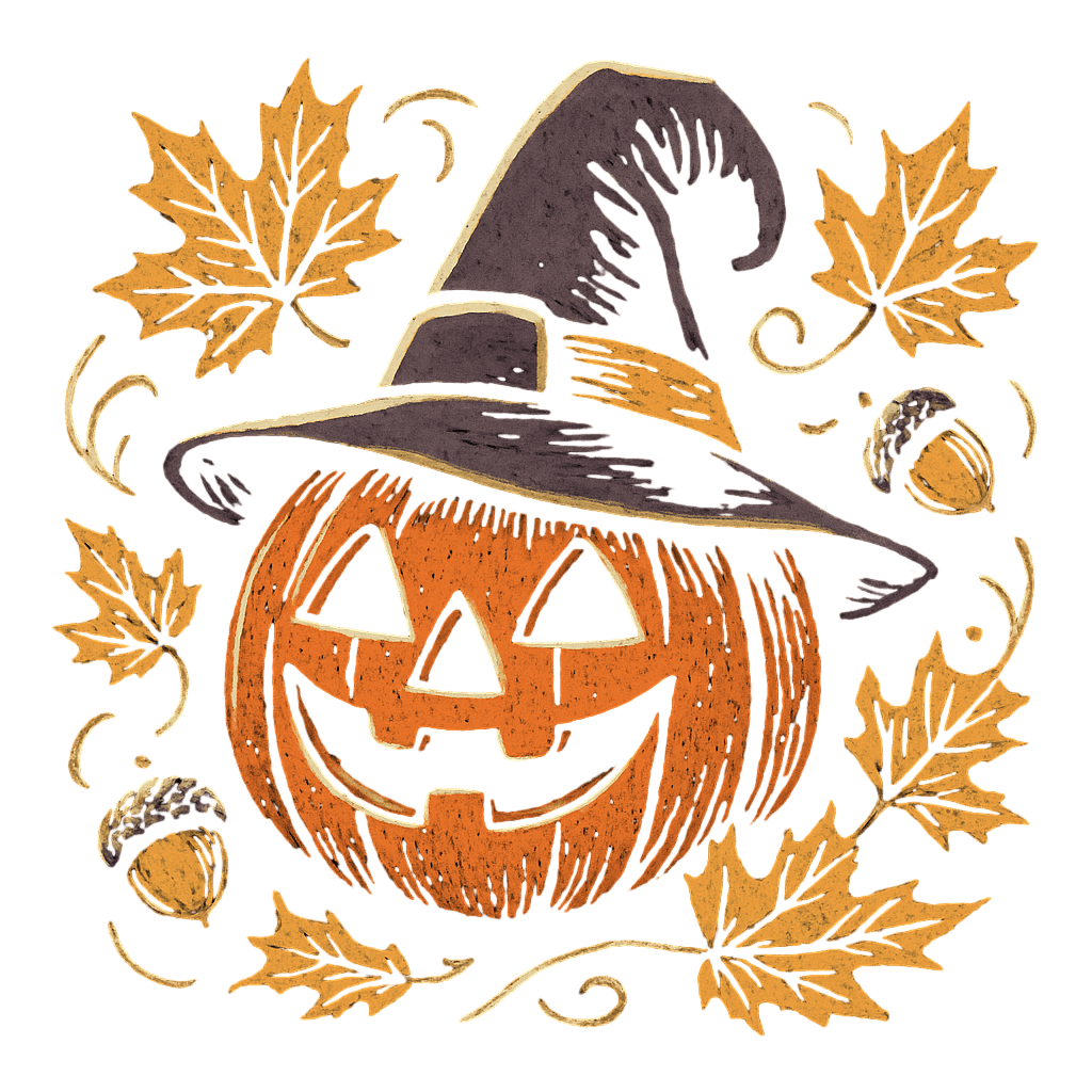 Jack-o'-Lantern Witch Hat Fall Vibes