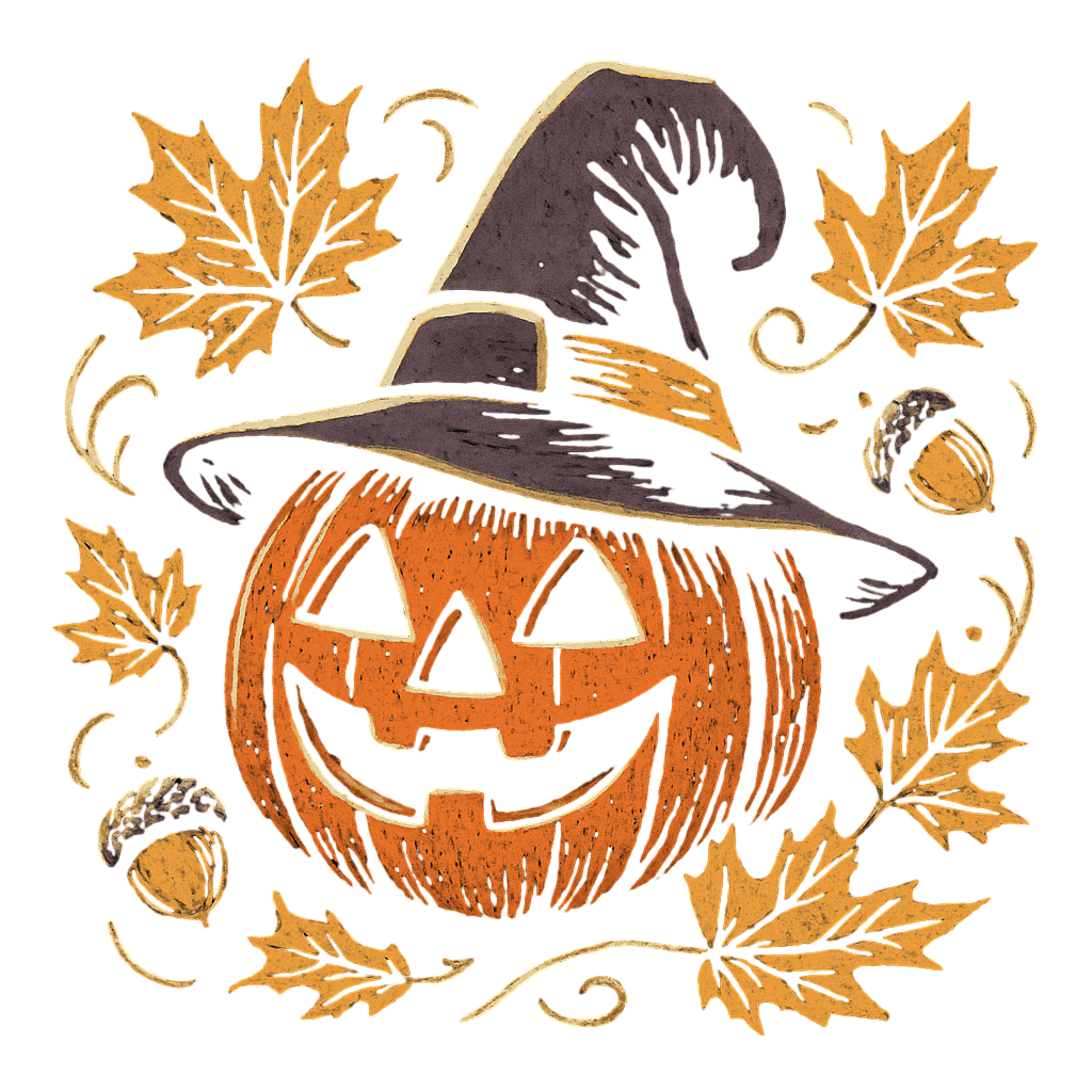 Jack-o'-Lantern Witch Hat Fall Vibes