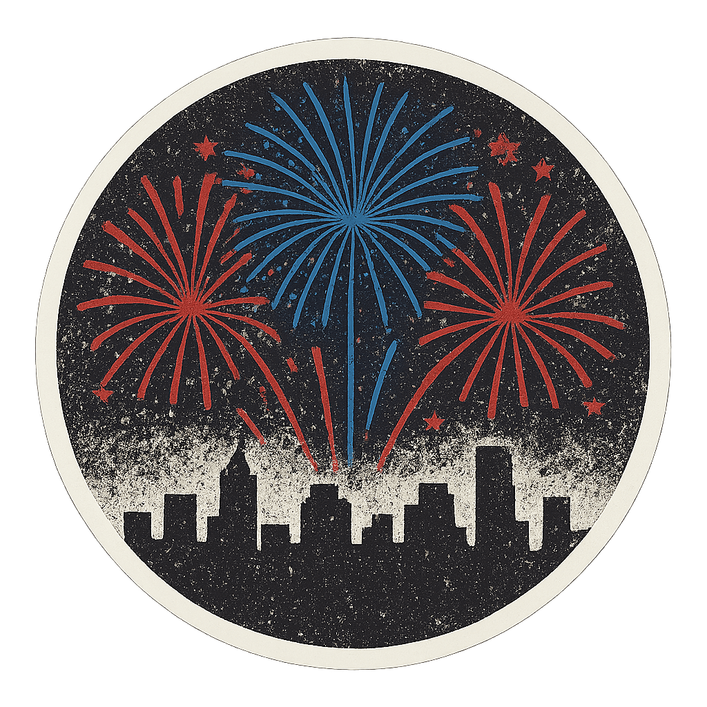 Festive Fireworks Over the City Skyline