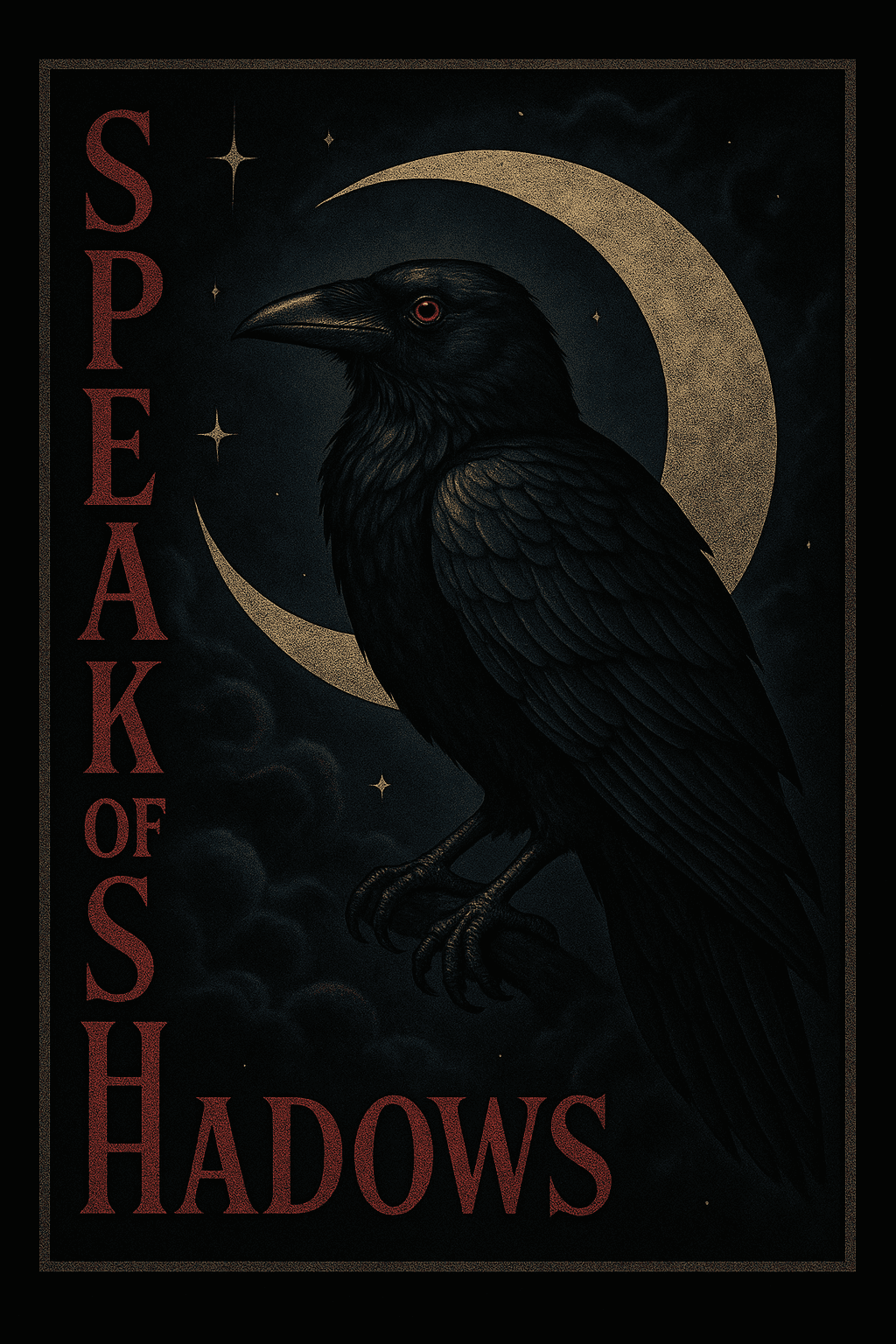 Mystic Raven Under Crescent Moon