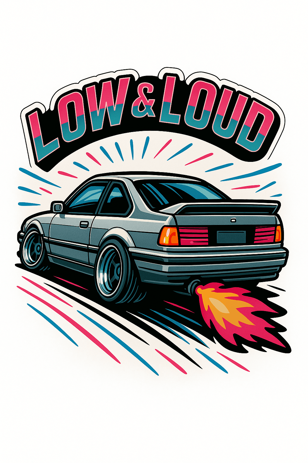 Low & Loud Turbocharged Retro Car Sticker