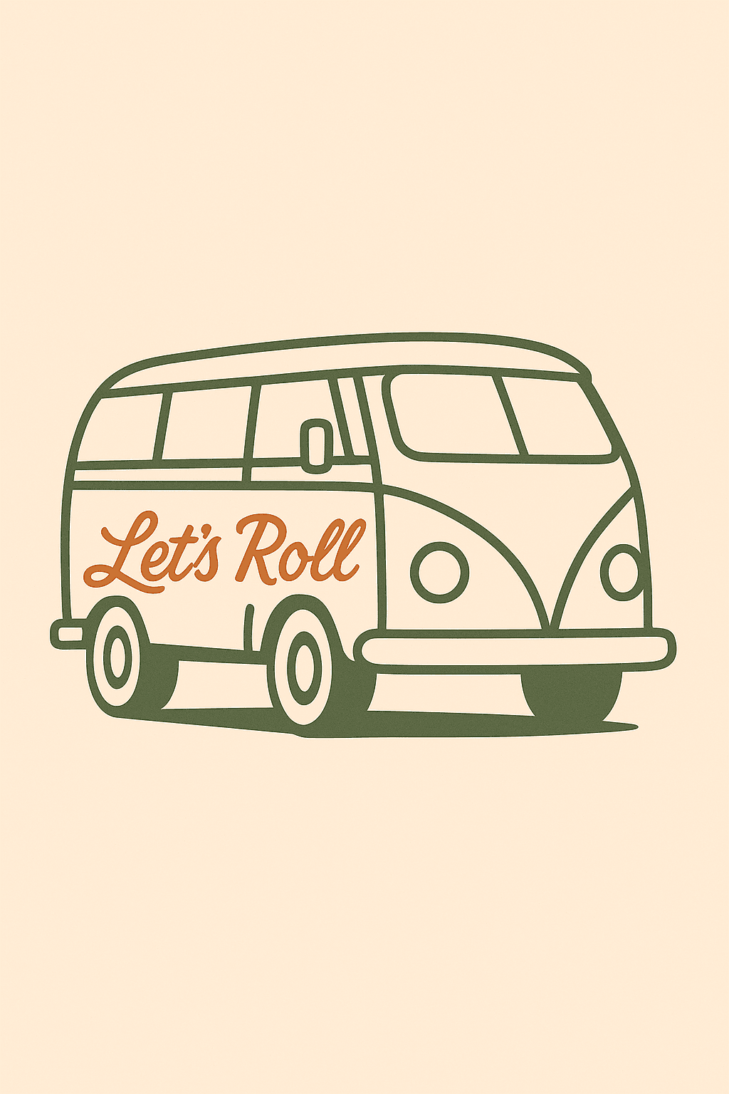 Retro Van 'Let's Roll' Minimalist Design