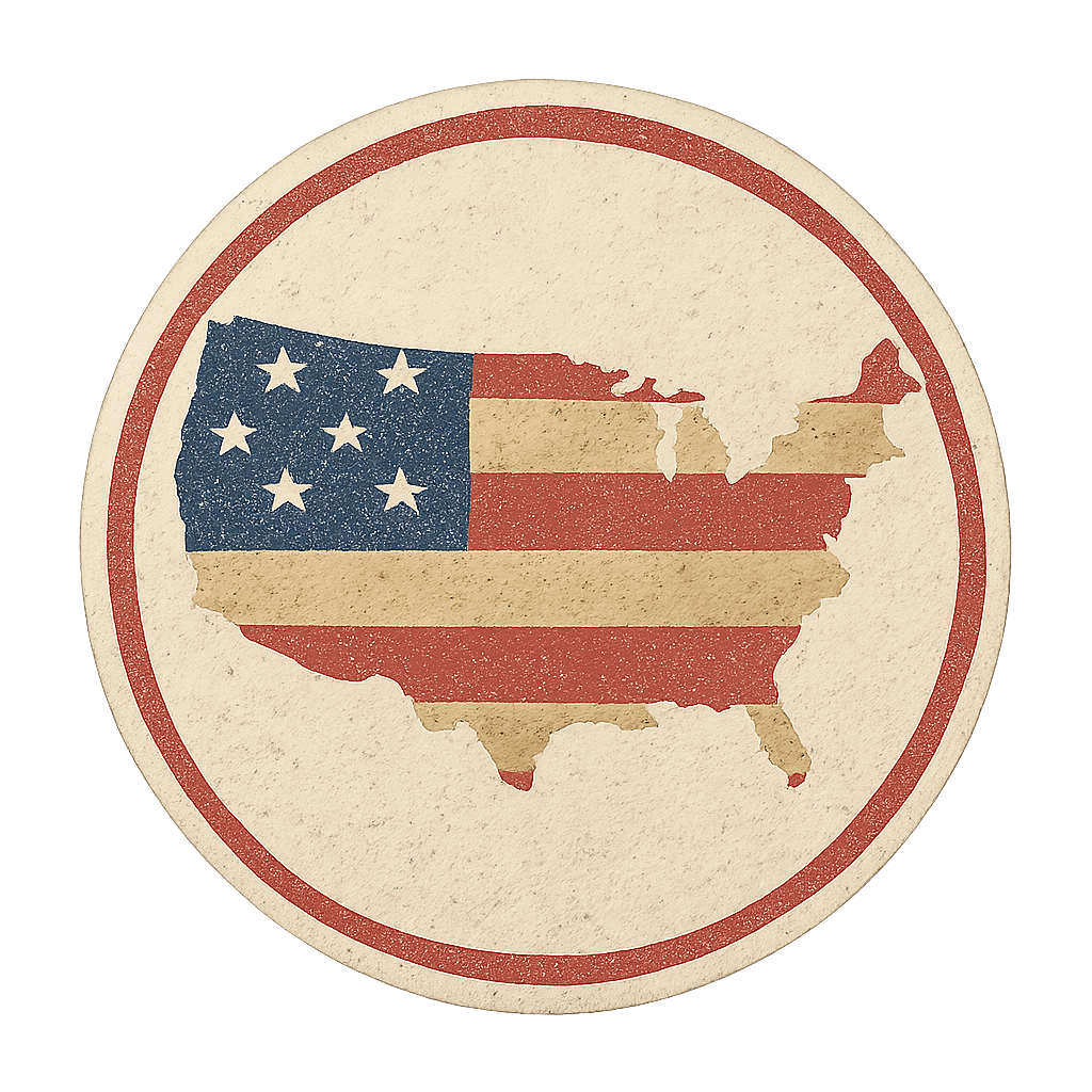 Vintage U.S. Map with Flag Design