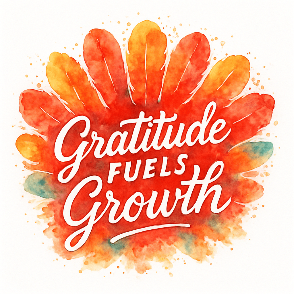 Gratitude Fuels Growth Watercolor Design