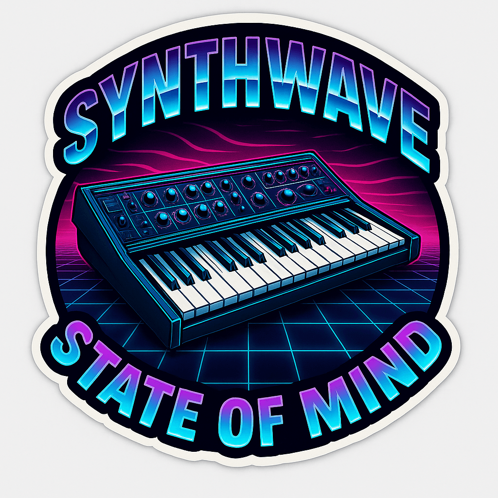 Synthwave Keyboard Retro Neon Sticker