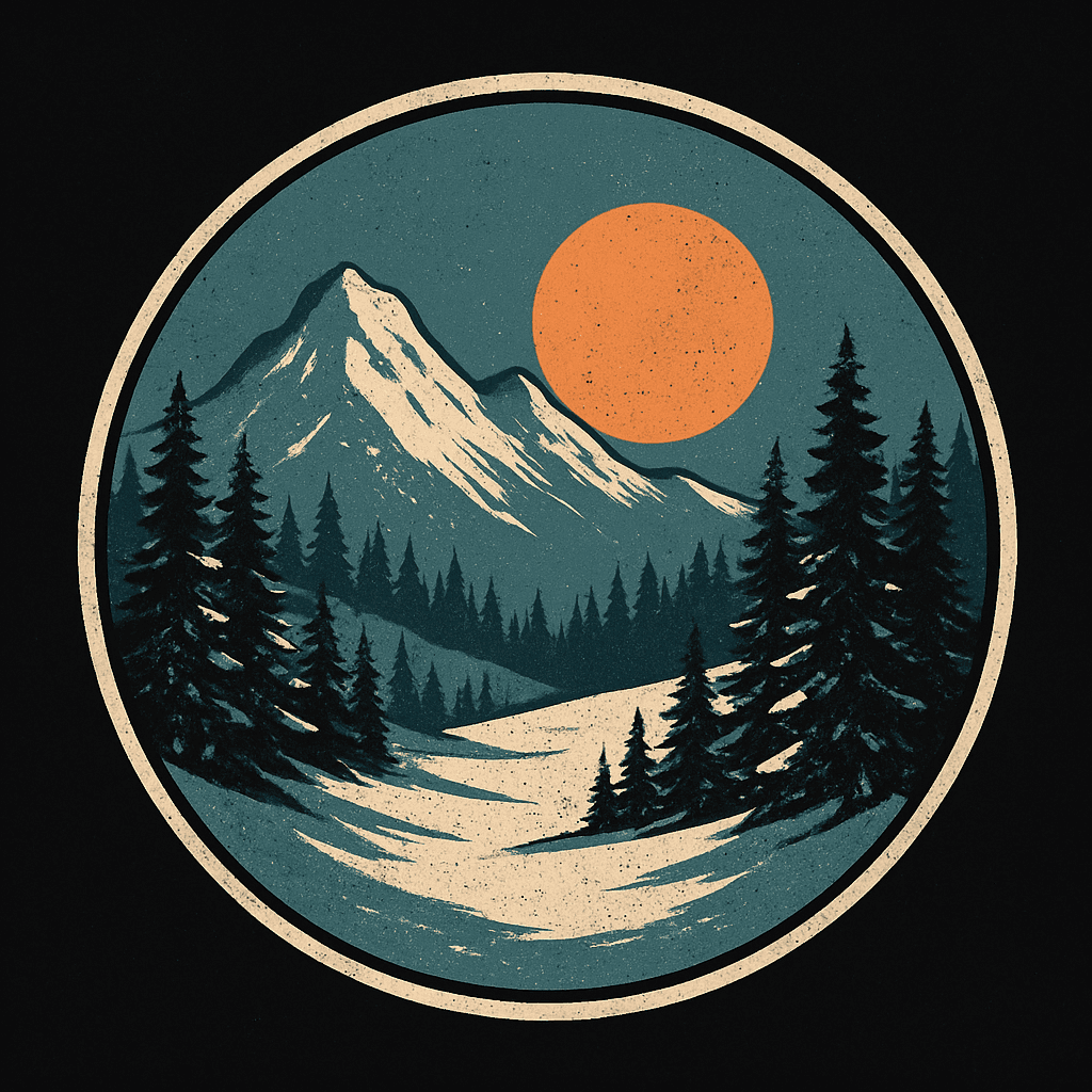 Vintage Mountain Sunset Landscape