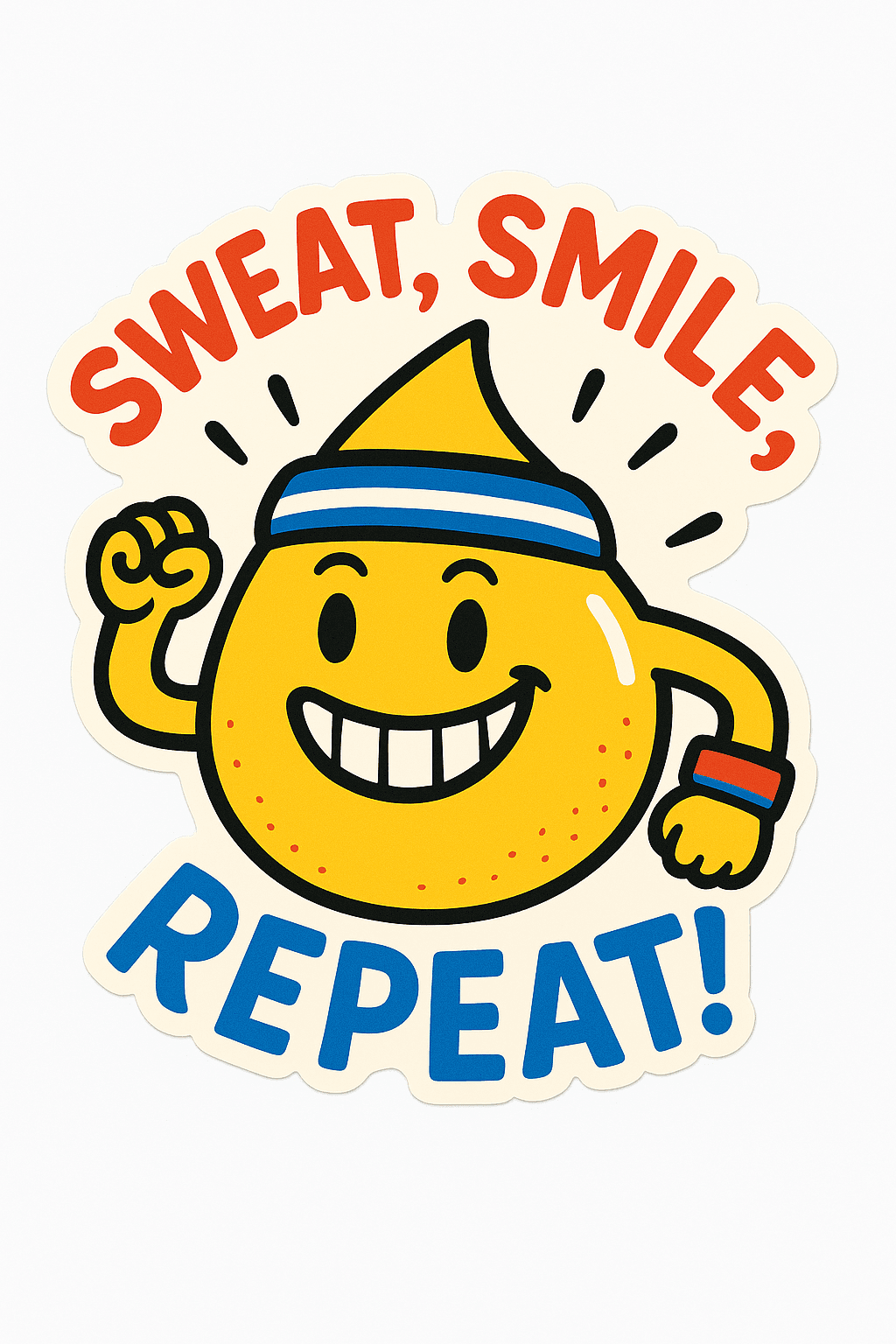 Happy Sweat Drop Fitness Motivational Sticker