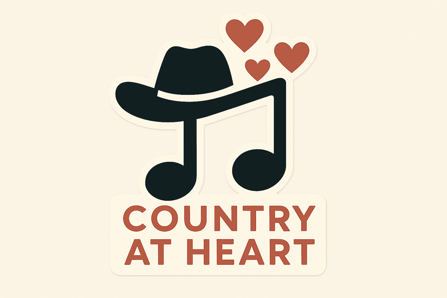 Country Music Note with Cowboy Hat and Hearts
