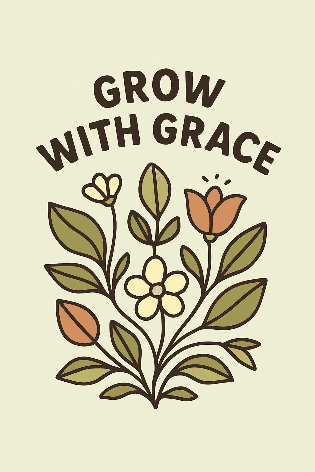 Grow With Grace Floral Quote