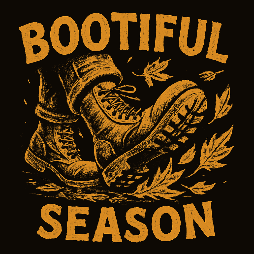 Bootiful Season Fall Boots & Leaves Design