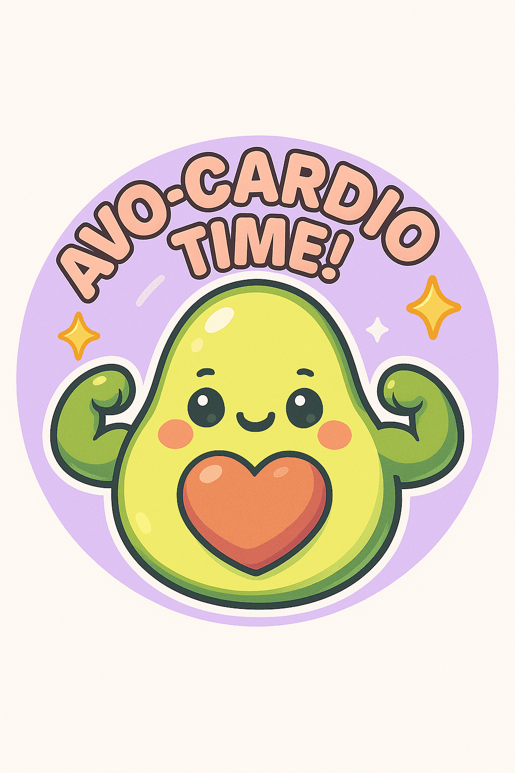 Cute Strong Avocado 'Avocado-Cardio Time!' Sticker