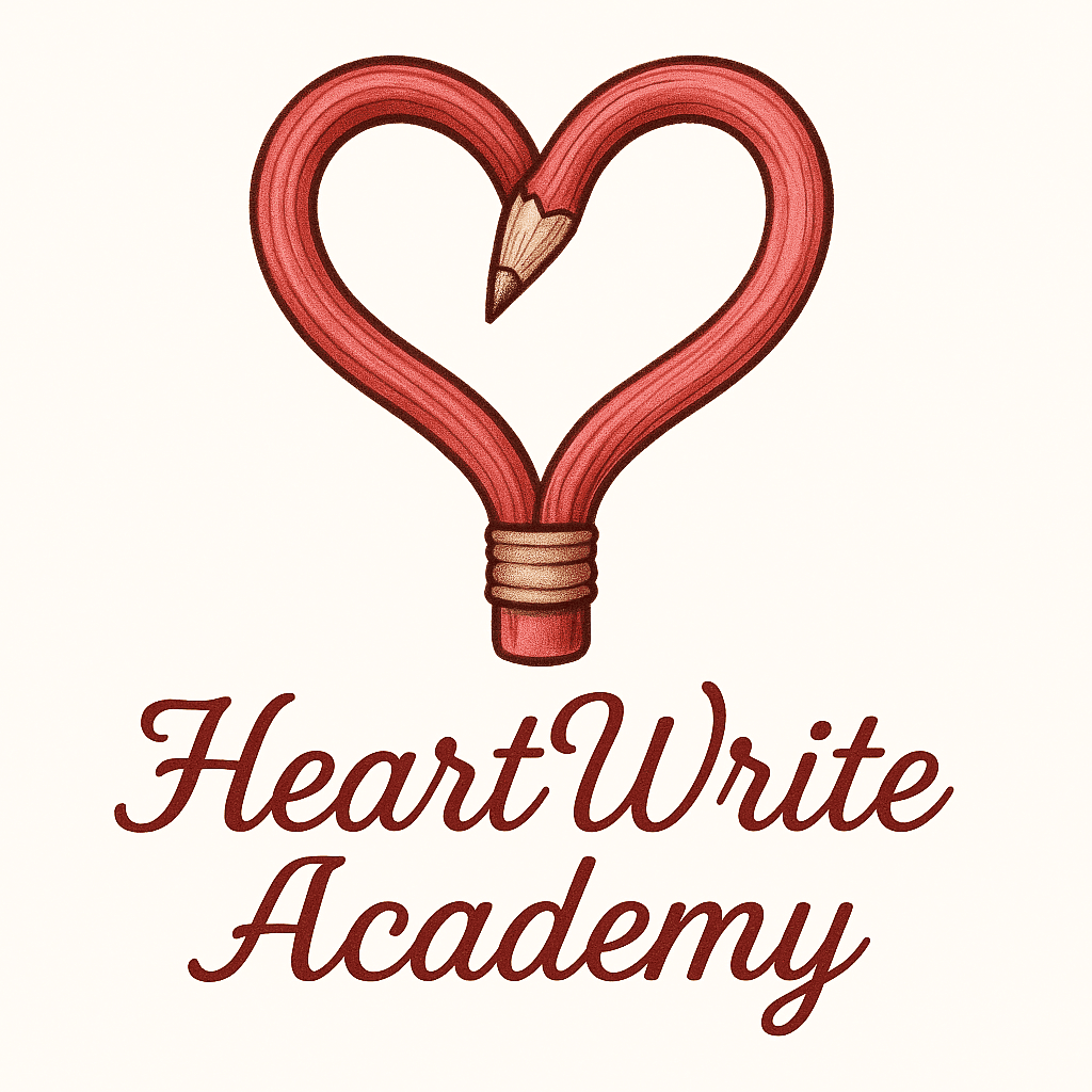 Heart-Shaped Pencil Logo for Writing Academy