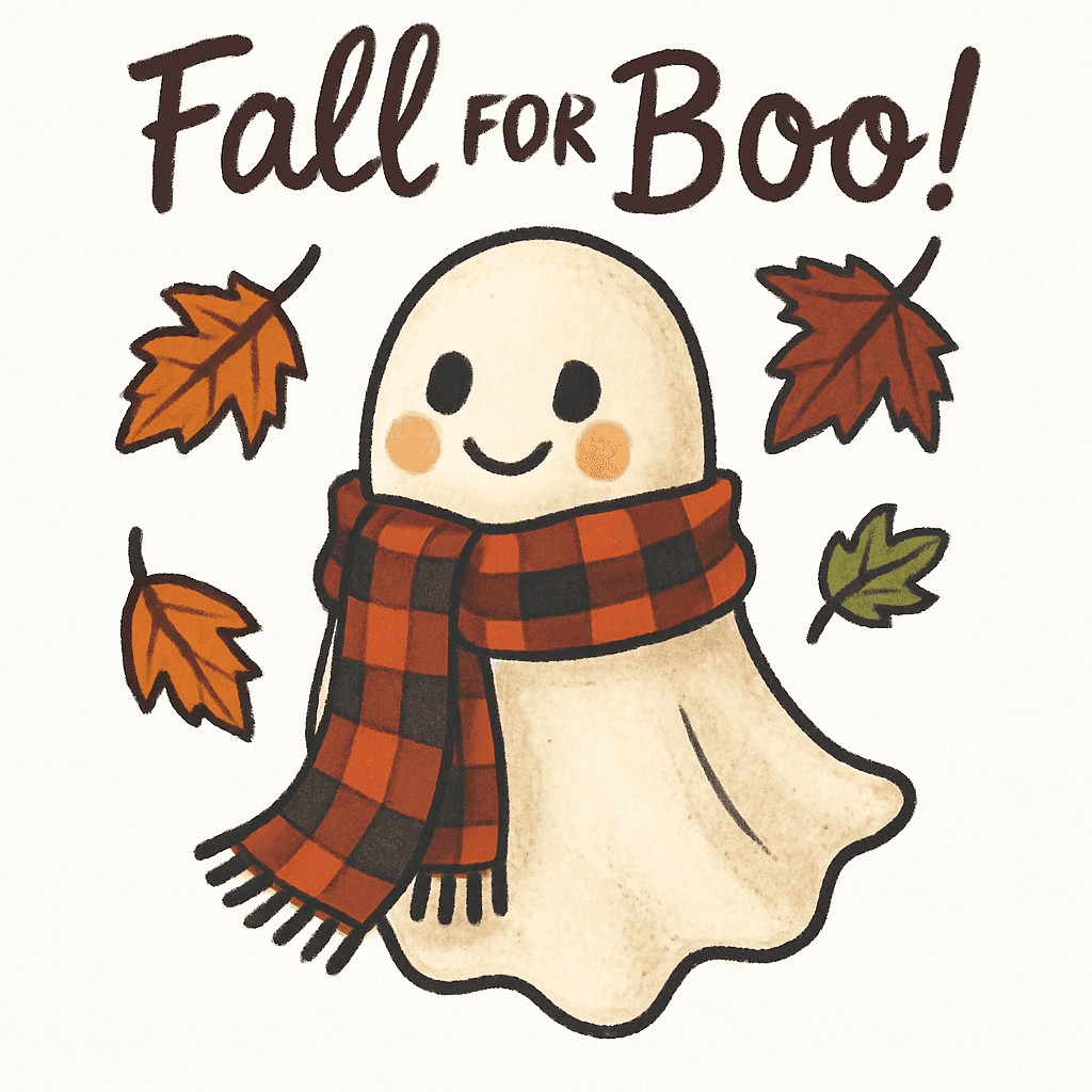 Cute Ghost in Cozy Fall Scarf