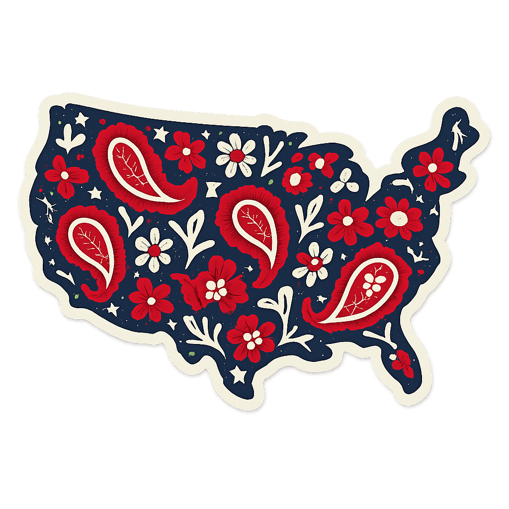 Floral USA Map Art