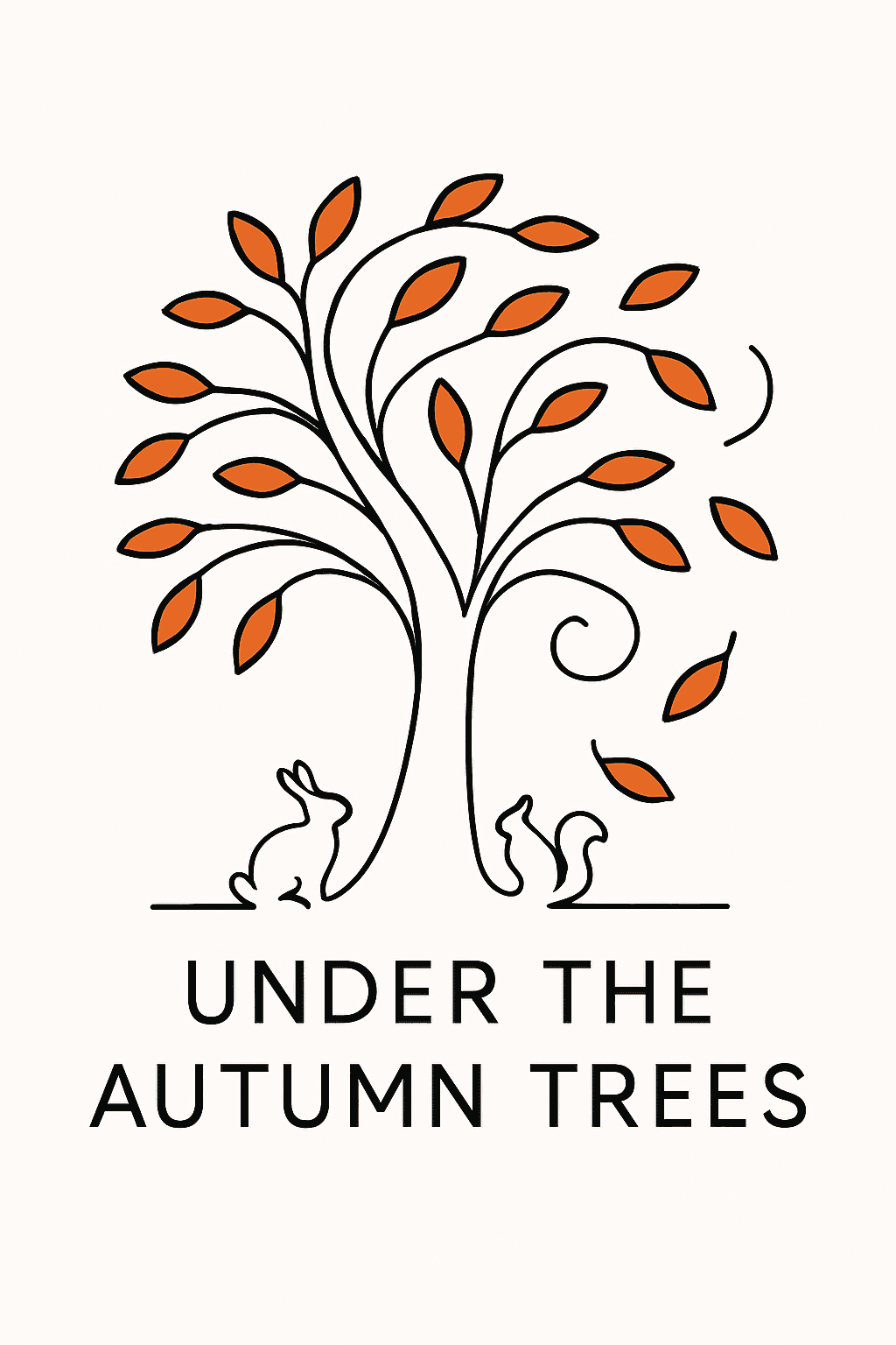 Whimsical Autumn Tree with Bunny and Squirrel