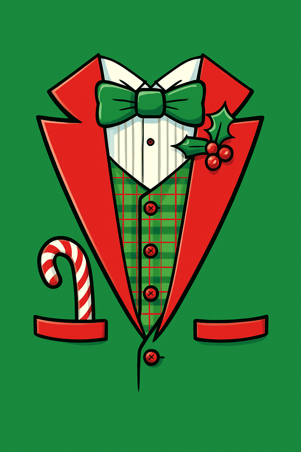 Festive Christmas Suit with Candy Cane Pocket