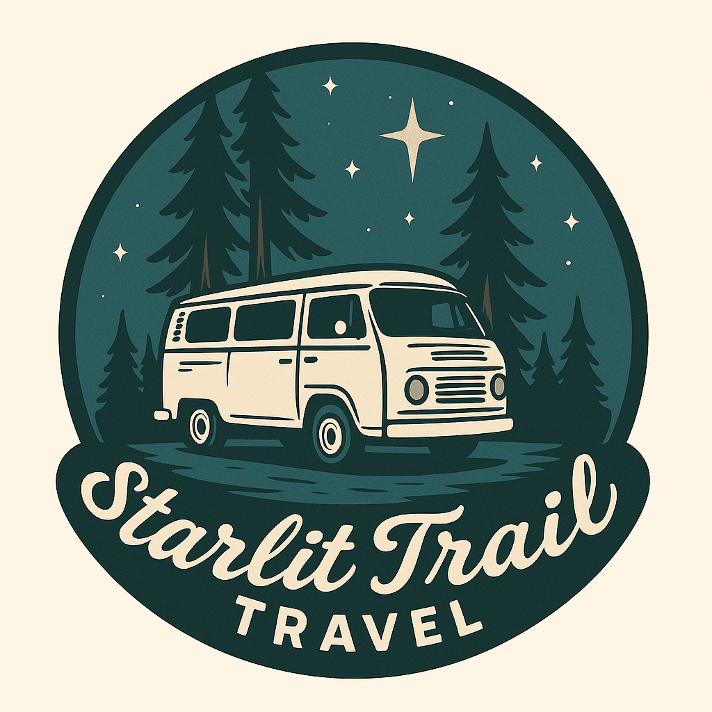 Retro Van Night Travel Adventure Logo