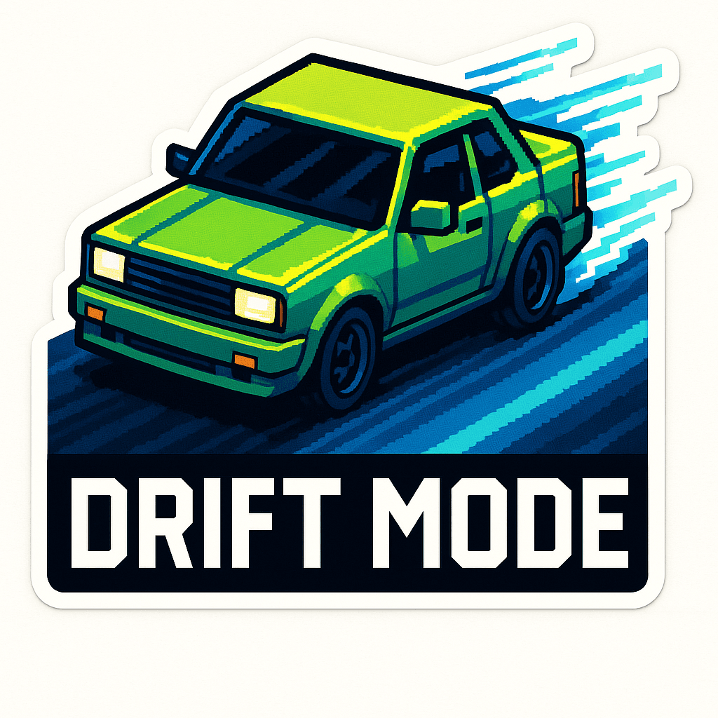 Pixel Art Green Car in Drift Mode Sticker