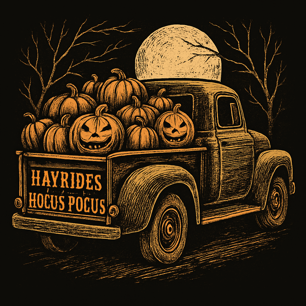 Vintage Halloween Hayrides & Hocus Pocus Truck