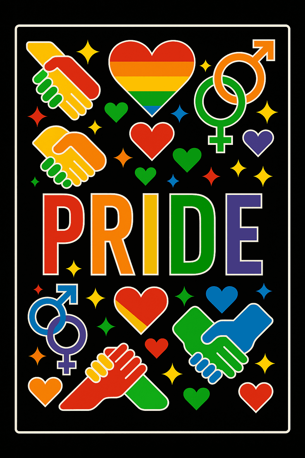 Vibrant Pride Celebration Poster with Rainbow Icons