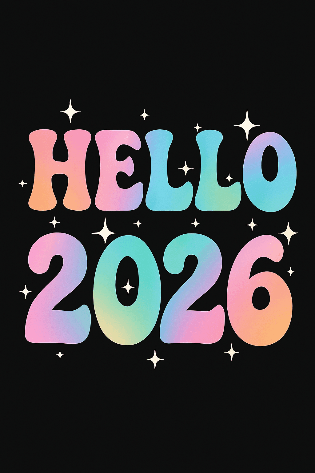 Hello 2026 in Vibrant Retro Colors