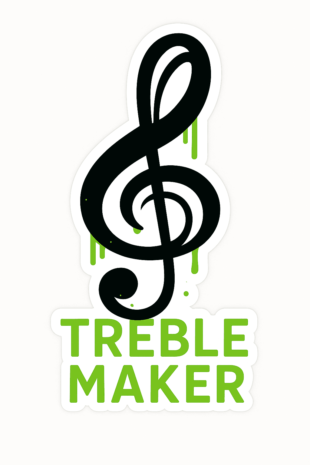 Treble Clef with Bold Green Drips Sticker