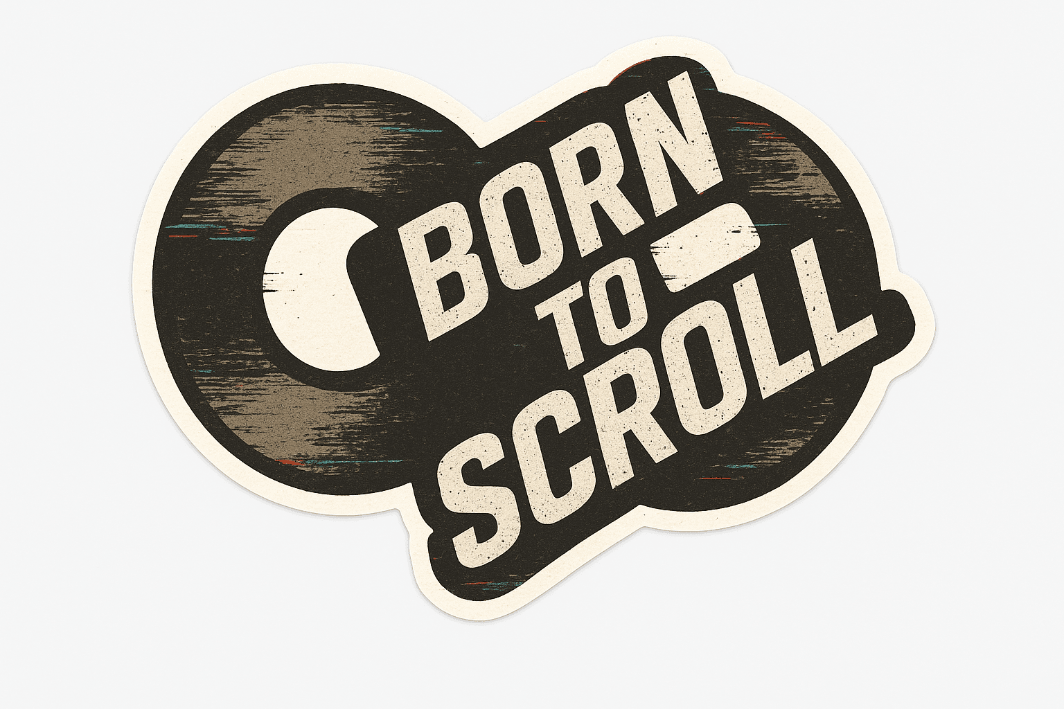 Vintage 'Born to Scroll' Vinyl Record Sticker