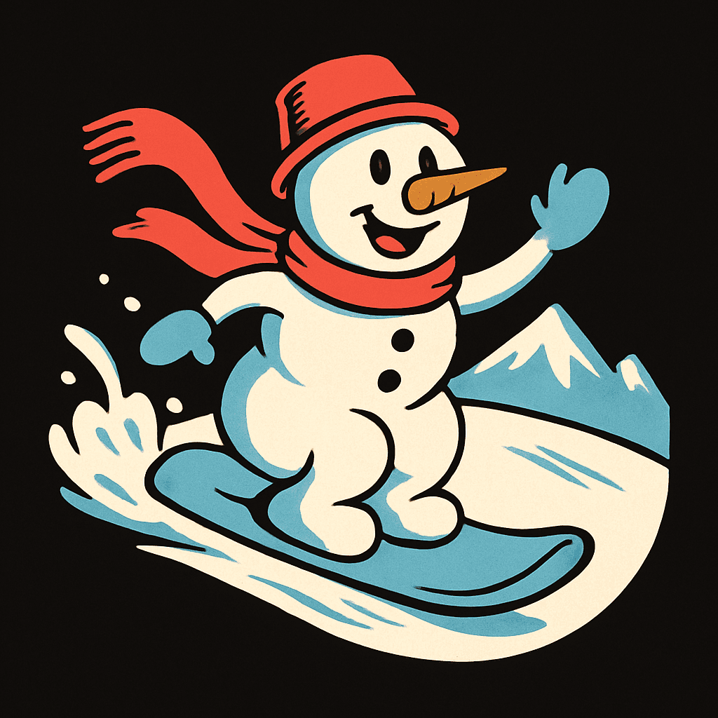 Cool Snowman Shredding the Slopes