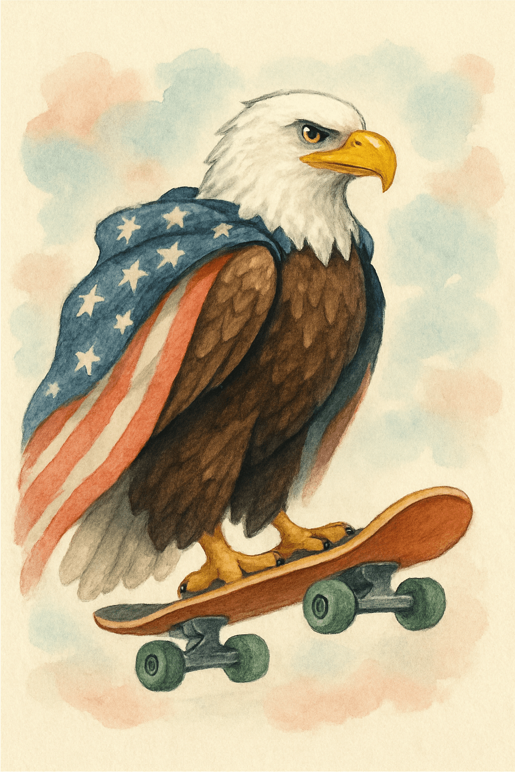 Skateboarding Eagle: Freedom in Motion