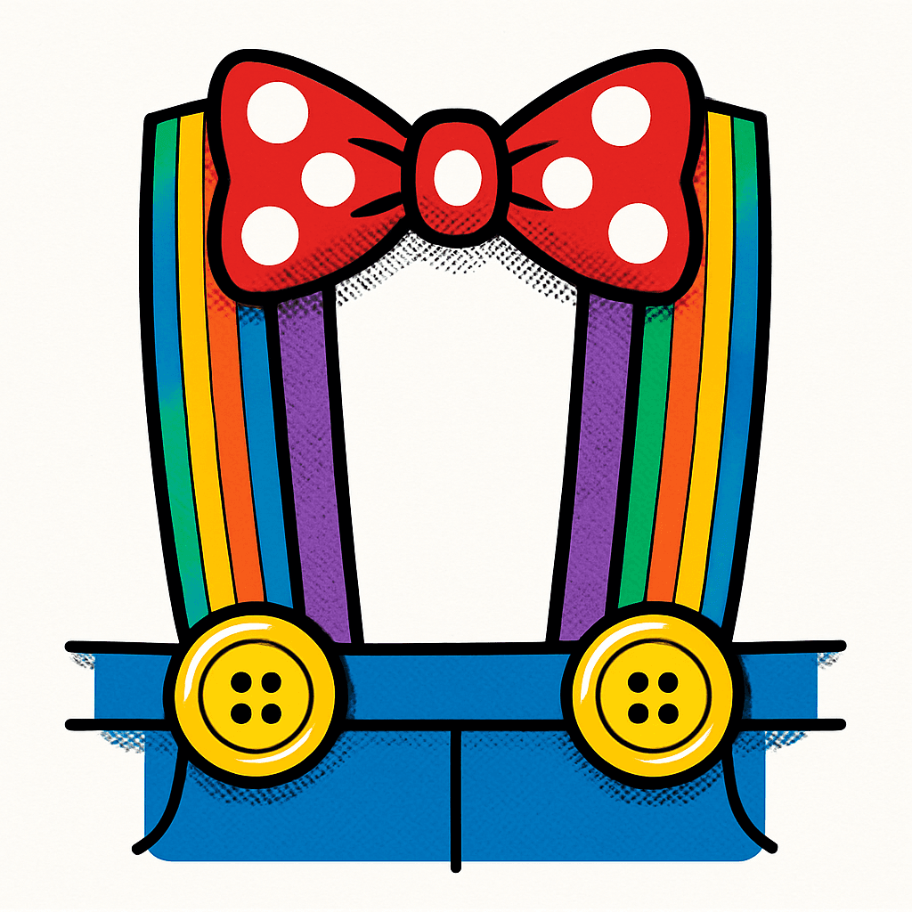 Playful Rainbow Suspenders with Polka Dot Bow