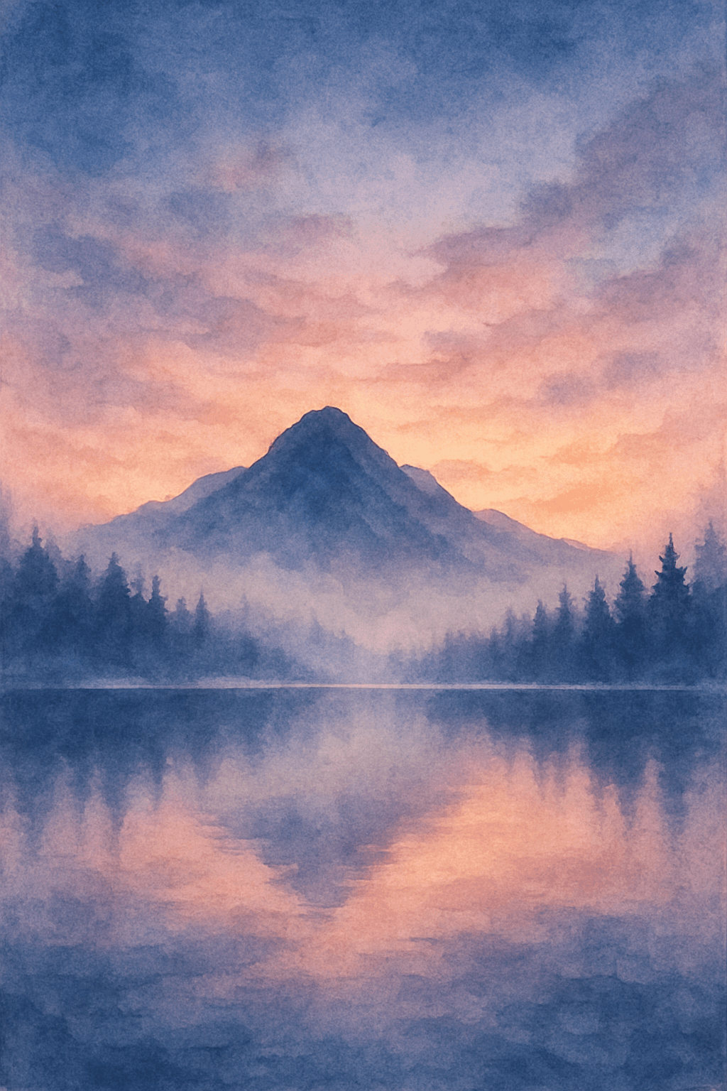 Serene Mountain Sunset Reflection
