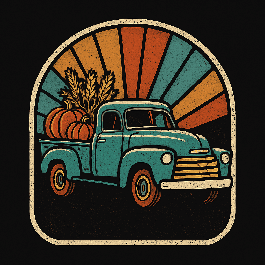 Vintage Truck Harvest with Pumpkins & Wheat