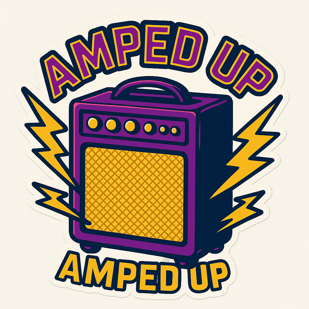 Amped Up Purple Guitar Amplifier Sticker