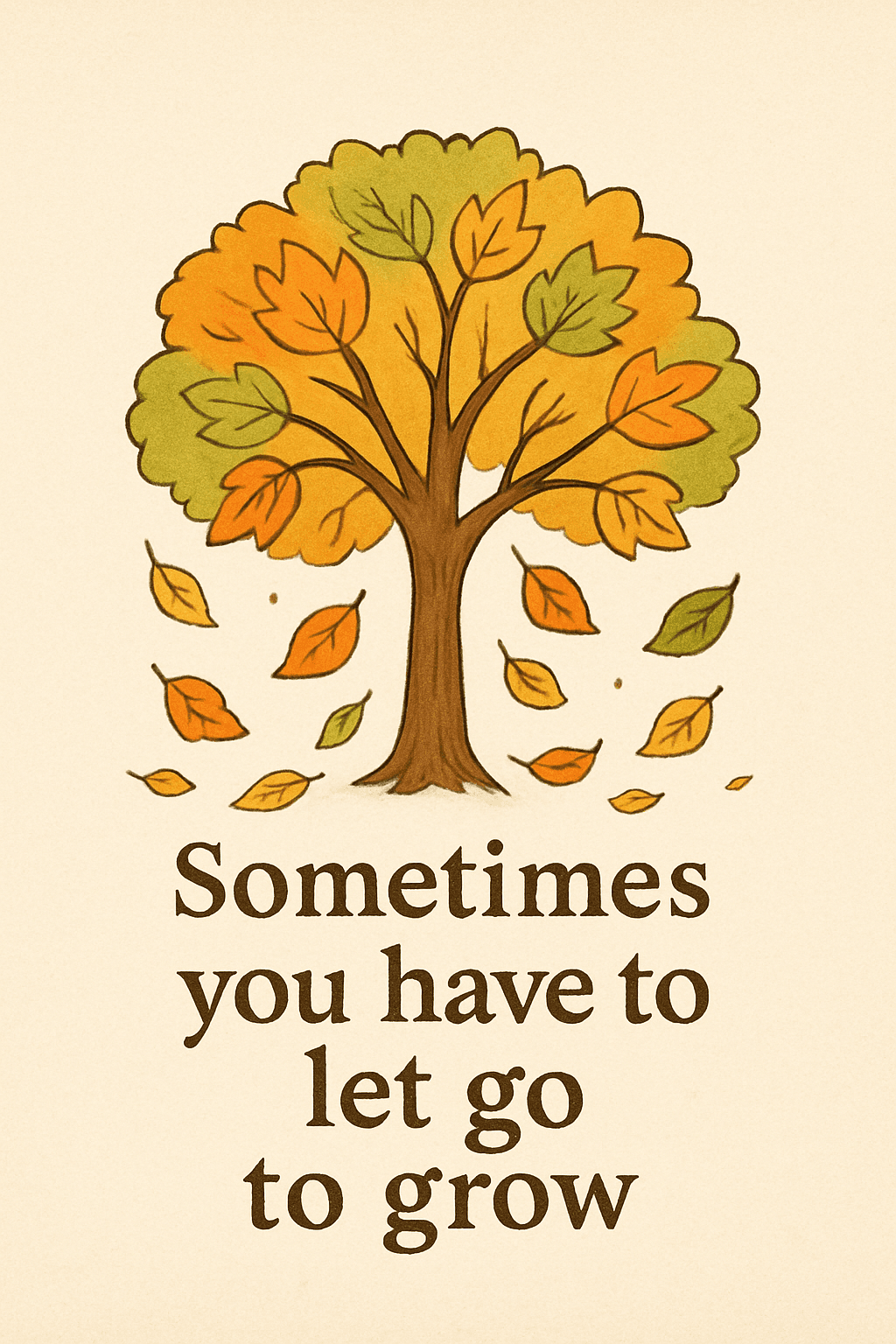Let Go to Grow Autumn Tree Quote