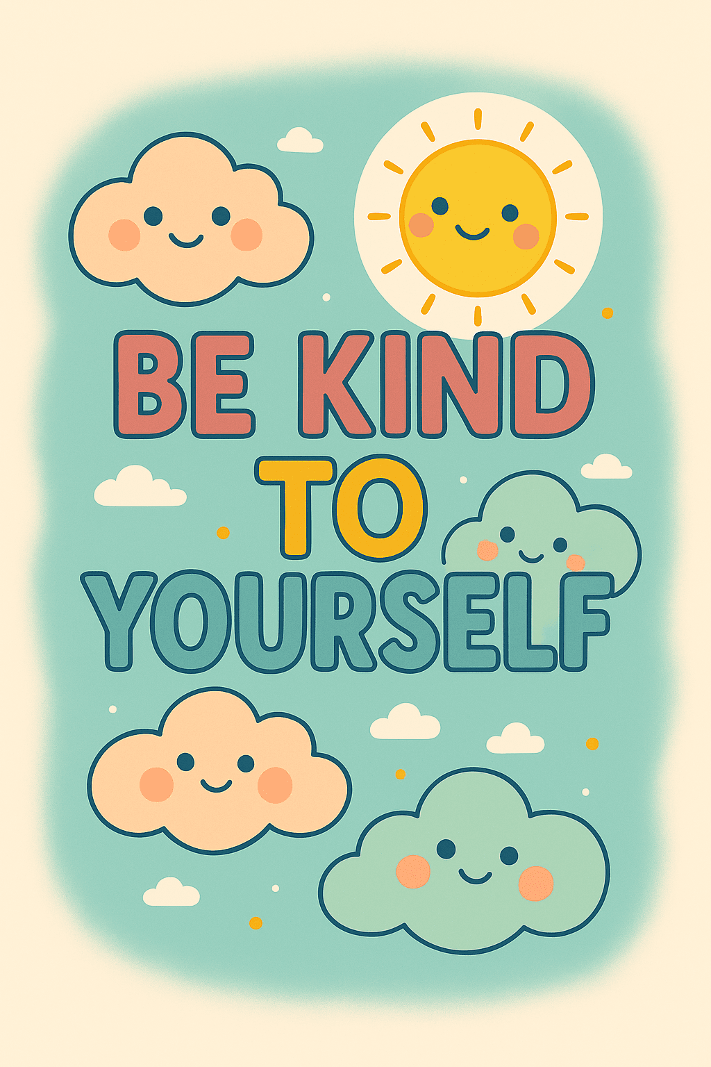 Be Kind to Yourself Cute Sun & Clouds Poster