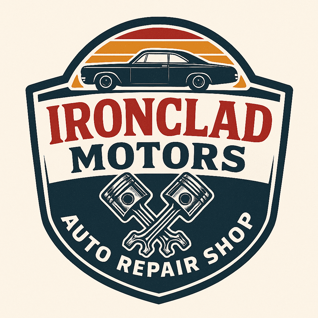 Vintage Ironclad Motors Auto Repair Logo