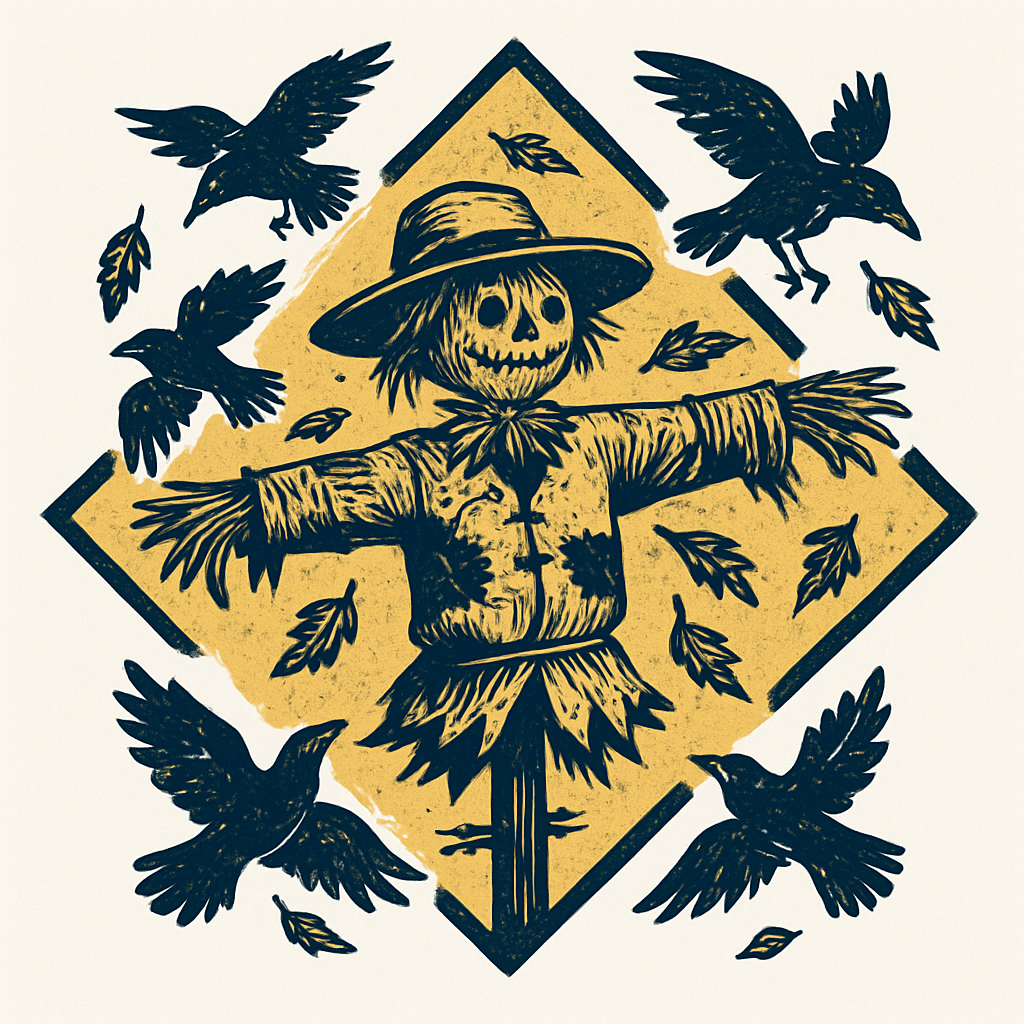 Eerie Scarecrow and Crows in Autumn Vibes