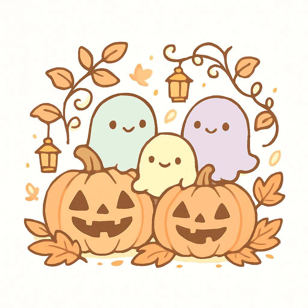 Cute Ghosts and Jack-O'-Lanterns Halloween Fun