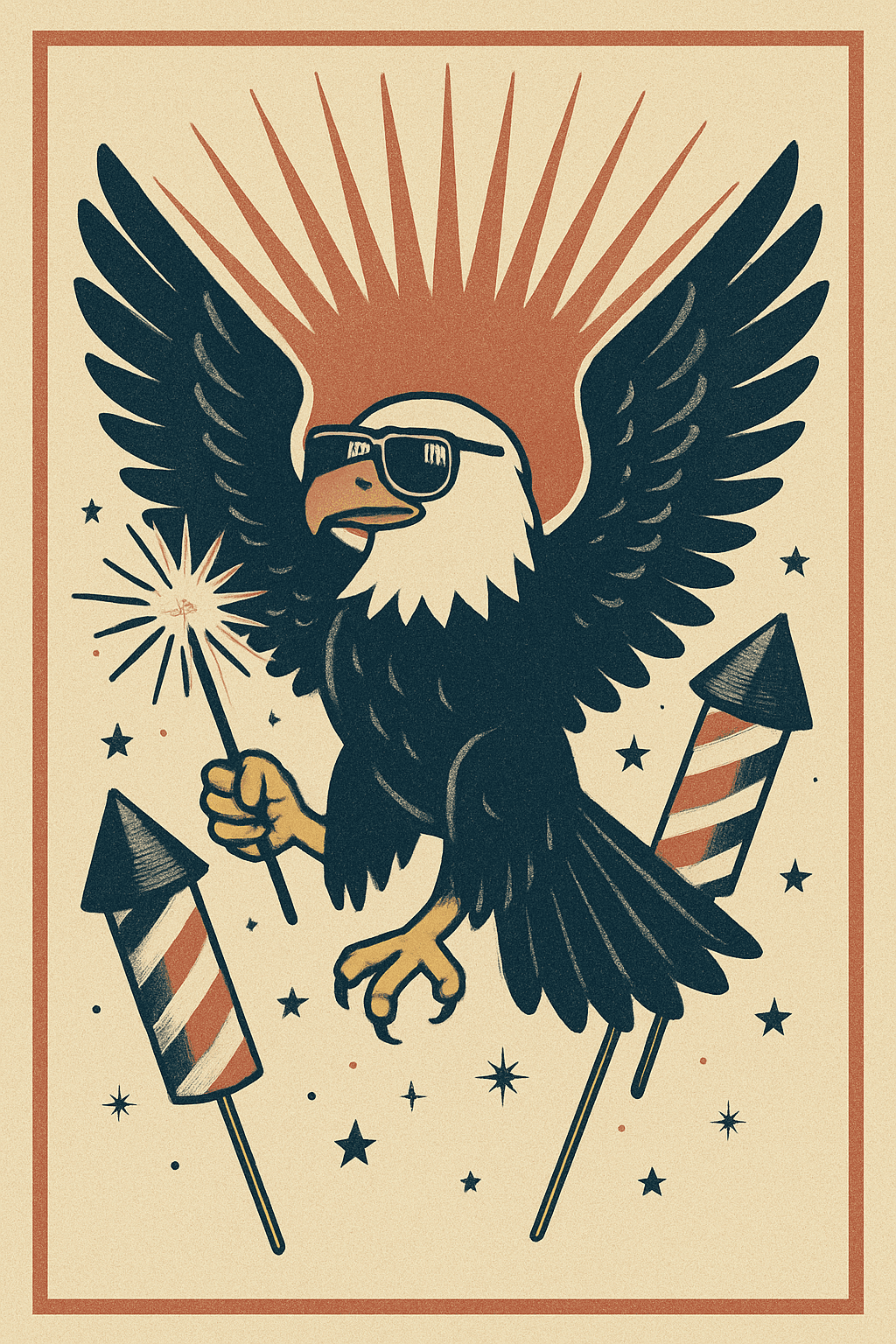 Festive Eagle with Fireworks