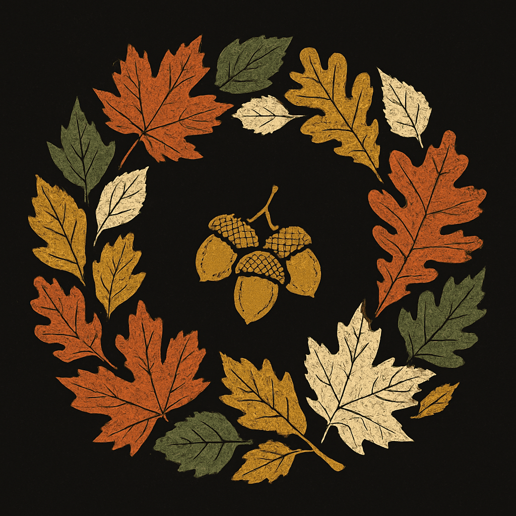 Rustic Autumn Leaves and Acorns Wreath